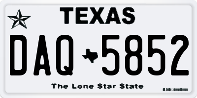 TX license plate DAQ5852