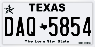 TX license plate DAQ5854