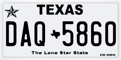 TX license plate DAQ5860