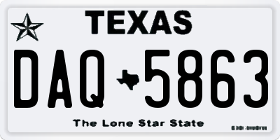 TX license plate DAQ5863