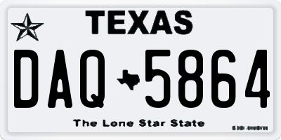 TX license plate DAQ5864