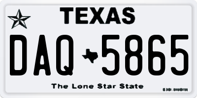 TX license plate DAQ5865