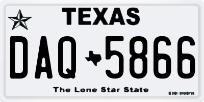 TX license plate DAQ5866