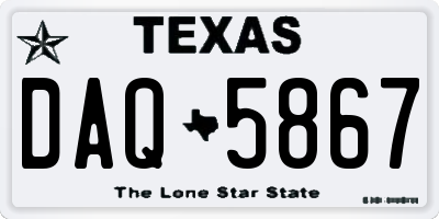 TX license plate DAQ5867