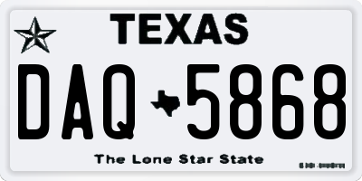 TX license plate DAQ5868
