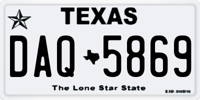 TX license plate DAQ5869