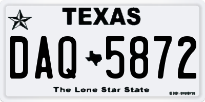 TX license plate DAQ5872