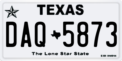 TX license plate DAQ5873