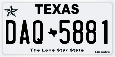 TX license plate DAQ5881