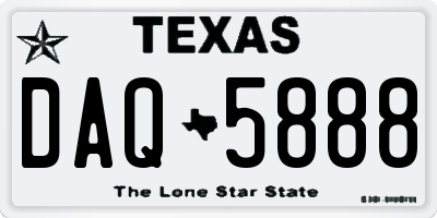 TX license plate DAQ5888