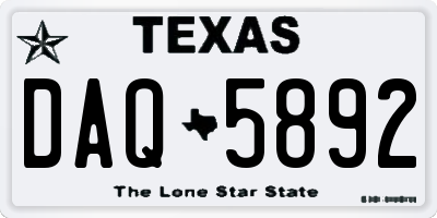 TX license plate DAQ5892