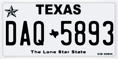 TX license plate DAQ5893
