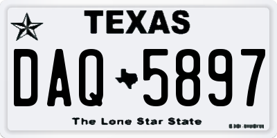 TX license plate DAQ5897