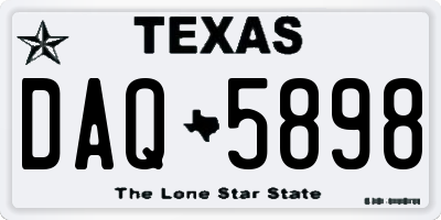 TX license plate DAQ5898