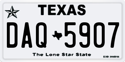 TX license plate DAQ5907