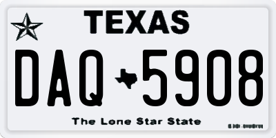 TX license plate DAQ5908