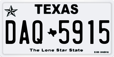 TX license plate DAQ5915