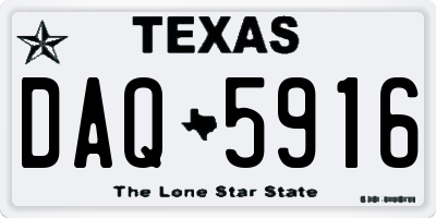 TX license plate DAQ5916