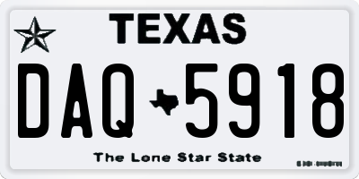TX license plate DAQ5918