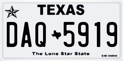 TX license plate DAQ5919