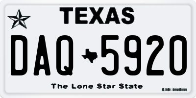 TX license plate DAQ5920