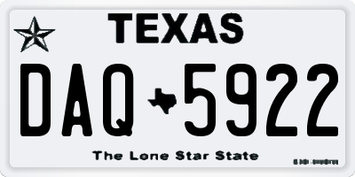 TX license plate DAQ5922