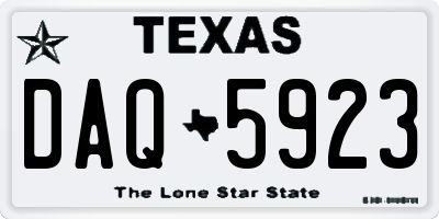 TX license plate DAQ5923
