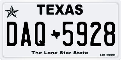 TX license plate DAQ5928