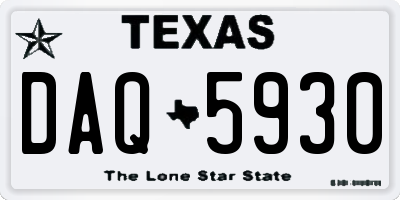 TX license plate DAQ5930