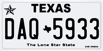 TX license plate DAQ5933