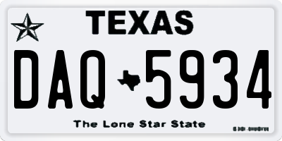 TX license plate DAQ5934