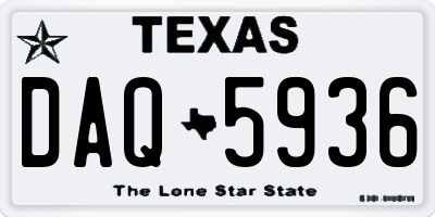 TX license plate DAQ5936