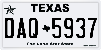 TX license plate DAQ5937