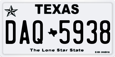 TX license plate DAQ5938