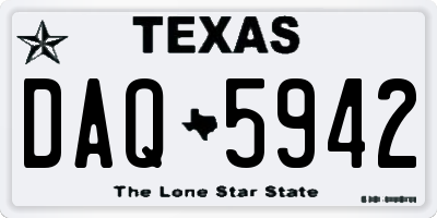 TX license plate DAQ5942