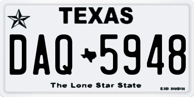 TX license plate DAQ5948