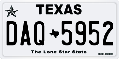 TX license plate DAQ5952