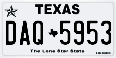 TX license plate DAQ5953