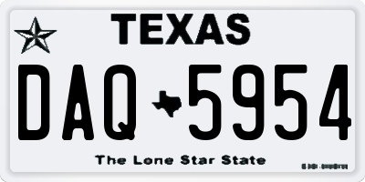 TX license plate DAQ5954