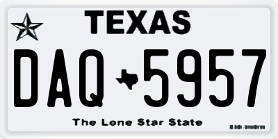 TX license plate DAQ5957