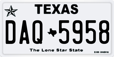 TX license plate DAQ5958