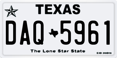 TX license plate DAQ5961