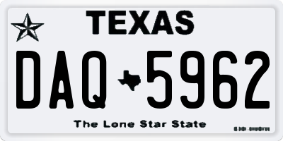 TX license plate DAQ5962