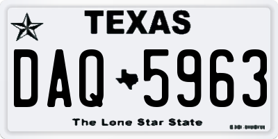TX license plate DAQ5963