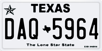 TX license plate DAQ5964