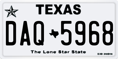 TX license plate DAQ5968