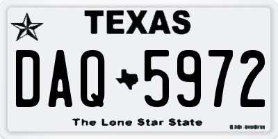 TX license plate DAQ5972