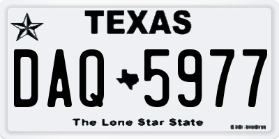 TX license plate DAQ5977