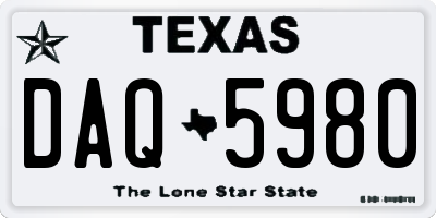 TX license plate DAQ5980