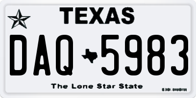 TX license plate DAQ5983